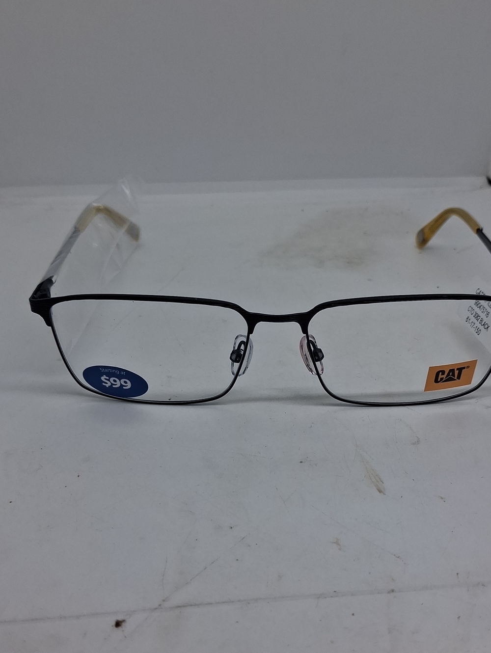 NWT Mens Rxable CATERPILLAR CTO3082 Metal Rectangle Eyeglass Frames Black/Gold